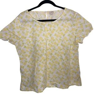 J Crew Pineapple Linen Cotton Top Size Large